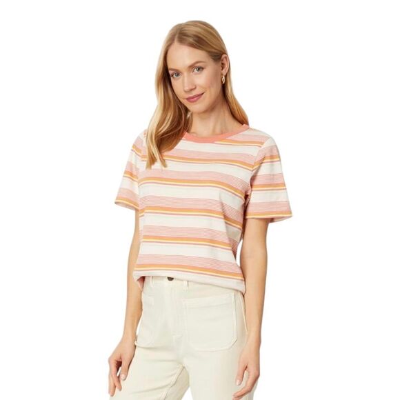 Faherty Tee Organic Cotton Sunwashed Striped Persimmon Short Sleeve S NWT - Picture 1 of 13
